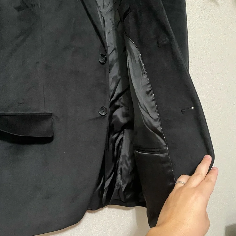 MURANO black velvet 2 button blazer jacket work event date winter size large